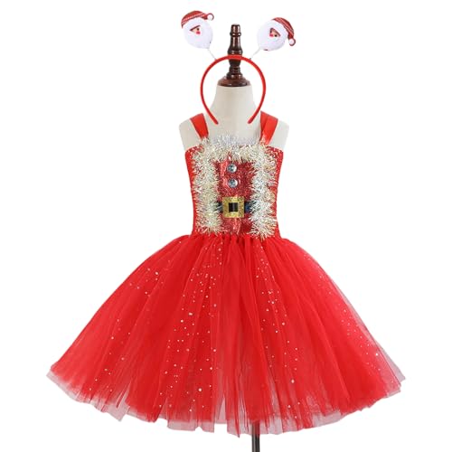 MLWSKERTY Weihnachten Kleider Kostümzubehör Weihnachtskostüm Mit Kleid Weihnachtshut (oder Stirnband) Für Mädchen Weihnachten von MLWSKERTY