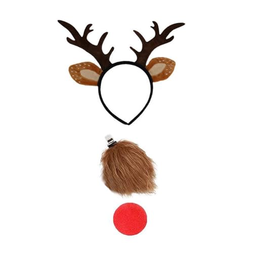 MLWSKERTY Weihnachtshirschkostüm Für Frauen Mädchen Weihnachten Hirsch Ohrstirnband Hirsch Heck Nase Rock Halloween Amimal Outfit Accessoire von MLWSKERTY