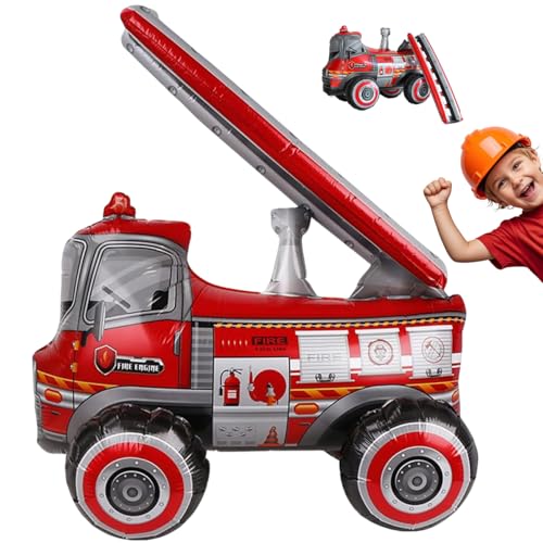 Feuerwehr-Auto Luftballon, Folien-Feuerwehrmann Ballon, XL Feuerwehr Deko, Tatü-Tata Party Deko von MLZTINGR