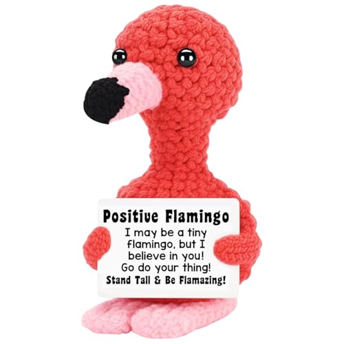 Lustige Positive Flamingo | Handgefertigter Flamingo Plüschtier | Emotionaler Support Axolotl Plüschtier | Niedliches Häkel-Tier für Schreibtischdekoration von MLZTINGR