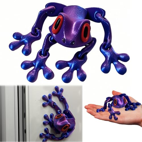 MLZTINGR 3D-Gedruckter Frosch | 20cm Magnetischer Frosches mit Beweglichen Gelenken | Rotierendes Schreibtischspielzeug Fidget Spielzeug (Lila) von MLZTINGR