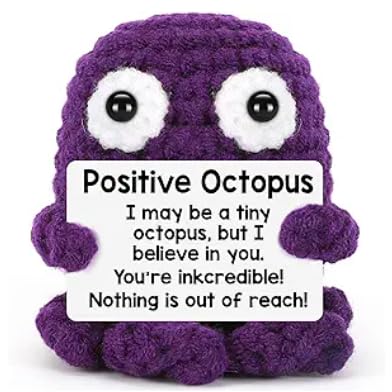 MLZTINGR Lustige Positive Oktopus Puppe | Niedlich Gestrickte Oktopus Puppe mit Inspirierender Karte | Kreativ Häkel-Tier für Dekoration Ermutigendes Geschenk von MLZTINGR