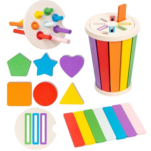MLZTINGR Montessori Holzspielzeug für Kinder von 1 bis 3 Jahren, Lernspiele zur Förderung von Farben- und Formenerkennung, Motorik und kognitiven Fähigkeiten, Jungen und Mädchen MLZTINGR Montessori Holzspielzeug für Kinder von 1 bis 3 Jahren, Lernspiele zur Förderung von Farben- und Formenerkennung, Motorik und kognitiven Fähigkeiten, Jungen und Mädchen von MLZTINGR