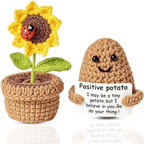 MLZTINGR Pocket Hug Positive Kartoffel: Kreative Strick-Kartoffel-Serie mit Sonnenblumenpuppe, Frauengeschenk, perfektes Abschiedsgeschenk für Kollegen und Freundin, Glück und Positive Energie MLZTINGR Pocket Hug Positive Kartoffel: Kreative Strick-Kartoffel-Serie mit Sonnenblumenpuppe, Frauengeschenk, perfektes Abschiedsgeschenk für Kollegen und Freundin, Glück und Positive Energie von MLZTINGR