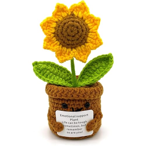 MLZTINGR Pocket Hug Positive Sonnenblume, kreative Strickwolle Sonnenblumenpuppe, Geschenk der Mut, schnelle Genesung, Glücksbringer, glücksbringer Kinder von MLZTINGR