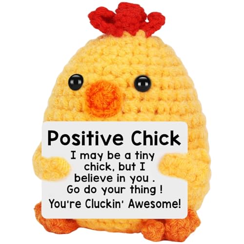 MLZTINGR Positive Potato Huhn | Positives Küken handgefertigte Strickpuppe | Häkelnde Emotionale Unterstützung Inspirierende Entenpuppe von MLZTINGR