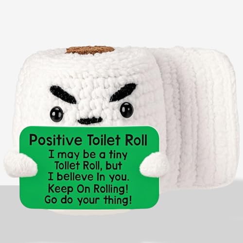 MLZTINGR Witzige kleine handgefertigte Häkel-Toilettenpapierpuppe – Positive und inspirierende Dekoration für das Badezimmer – Mini handgemachte niedliche Entspannungs-Dekoration für den Schreibtisch von MLZTINGR