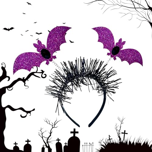 MLqkpwy Fledermaus-Stirnband für Halloween-Stirnband Schwarz - Gothic Kopfbedeckung für Halloween | Leichtes festliches Stirnband für schwarzen Haarreifen für Cosplay, Party von MLqkpwy
