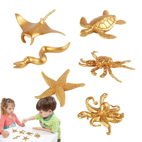 MLqkpwy Meerestierspielzeug, Meerestierspielzeug, Zierspielzeug, Goldmeer-Modell – Lernfiguren Meerestiere, realistische Miniaturfiguren von Meerestieren für Kleinkinder von MLqkpwy