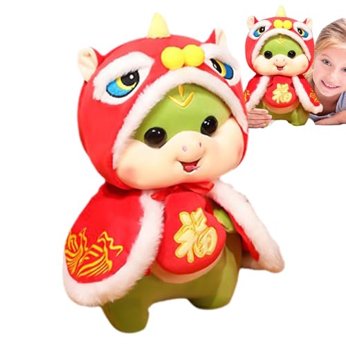 MLqkpwy Plüschtier Maskottchen Schlange, chinesisches Maskottchen aus Plüsch, traditionelles chinesisches Maskottchen, dekoratives Kissen mit Tieren zum Kuscheln, Frühlingsfest, von MLqkpwy