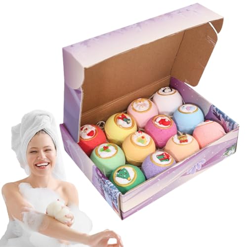 MLqkpwy Schaumbälle, Weihnachten, -Badekugel für | 12 x lustige Duschkugeln mit Weihnachtsblasen | Set mit Schaumbadkugeln für , Mädchen und Erwachsene von MLqkpwy