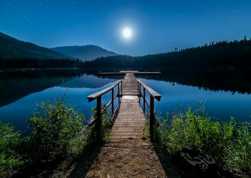Holzbrücke am See bei Nacht – 1500-teiliges Holzpuzzle – Heimdekoration, Familienspiel, Erwachsene Holzbrücke am See bei Nacht – 1500-teiliges Holzpuzzle – Heimdekoration, Familienspiel, Erwachsene von MMACPUZZLE