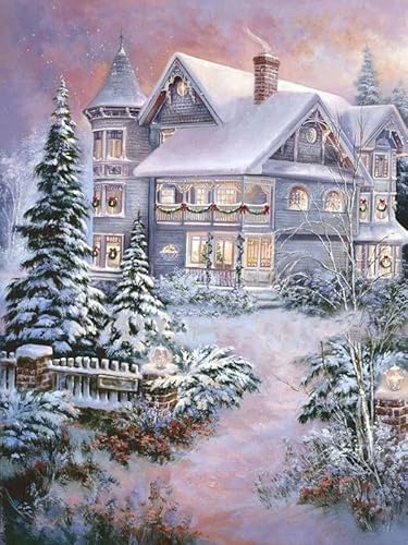 Weihnachtshaus im Schnee – 10000-teiliges Holzpuzzle – lustiges und herausforderndes Geschenk von MMACPUZZLE