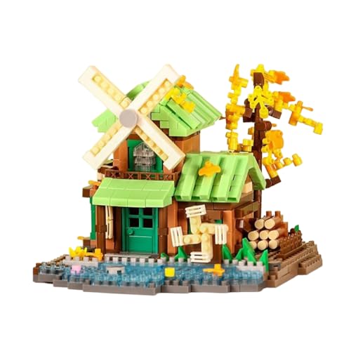 MMALQMl Architektur Haus mikro Bausteine für Heimdekoration Partygeschenke Geschenk für Kinder und Erwachsene 717 Stück (Windmühle Baumhaus) von MMALQMI