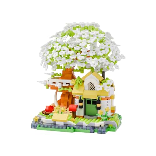 MMALQMl Sakura Baumhaus Mini Baustein Set für Heimdekoration Partygeschenke Geschenk für Kinder und Erwachsene 690 Stück (Grün) von MMALQMI