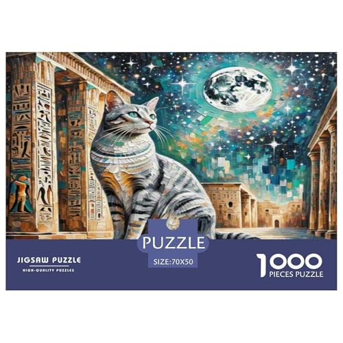 Ägyptische Katze 1000 Teile Tier Puzzles Premium Quality Familienspiel - Home Room Decoration Erwachsene Und Kinder Buntes Spielzeug 70x50cm/1000pcs von MMDASBVPE