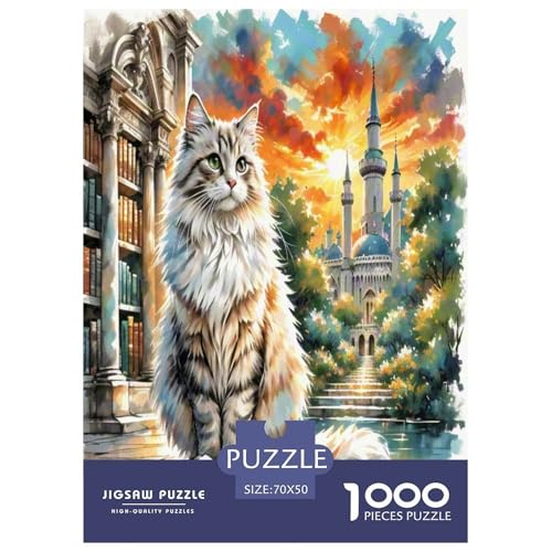 Ägyptische Katze 1000 Teile Tier Puzzles Premium Quality Familienspiel - Home Room Decoration Für Erwachsene Und Kinder Ab 12 Jahren Wertvoll Geschenk Für 70x50cm/1000pcs von MMDASBVPE