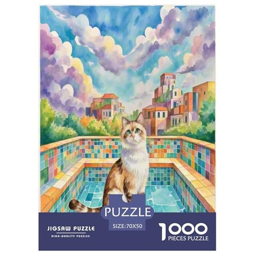 Ägyptische Katze 1000 Teile Tier Puzzles Premium Quality Familienspiel - Home Room Decoration Für Erwachsene Und Kinder Ab 12 Jahren Wertvoll Geschenk Für 70x50cm/1000pcs von MMDASBVPE