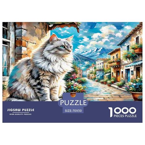 Ägyptische Katze 1000 Teile Tier Puzzles Premium Quality Pädagogisch - Home Room Decoration Erwachsene Und Kinder Buntes Spielzeug 70x50cm/1000pcs von MMDASBVPE