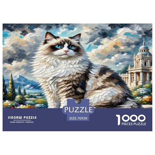 Ägyptische Katze 1000 Teile Tier Puzzles Premium Quality Pädagogisch - Home Room Decoration Für Erwachsene, Familien Passen Buntes Spielzeug 70x50cm/1000pcs von MMDASBVPE
