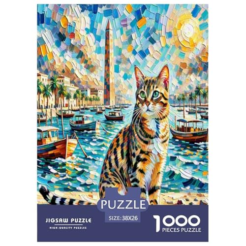 Ägyptische Katze 1000 Teile Tier Puzzles Premium Quality Pädagogisch - Home Room Decoration Für Erwachsene Und Kinder Ab 12 Jahren Buntes Spielzeug 38x26cm/1000pcs von MMDASBVPE