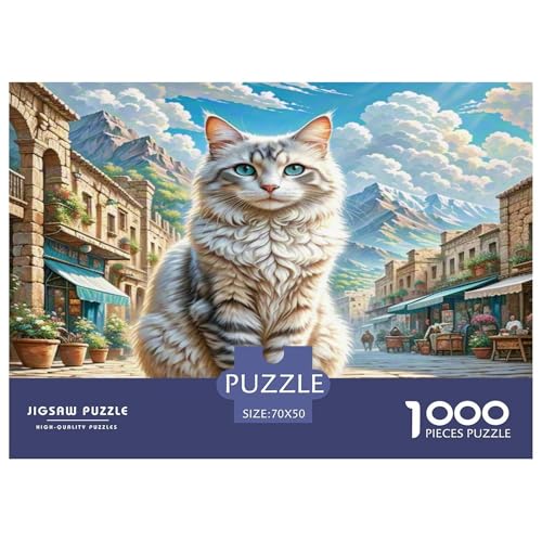 Ägyptische Katze 1000-teiliges Tier Puzzles Premium Quality Pädagogisch - Home Room Decoration Erwachsene Und Kinder Buntes Spielzeug 70x50cm/1000pcs von MMDASBVPE