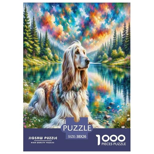 Afghanischer Hund 1000-teiliges Tierhund Puzzles Premium Quality Familienspiel - Home Room Decoration Unterhaltung Für Erwachsene Und Kinder Buntes Spielzeug 38x26cm/1000pcs von MMDASBVPE