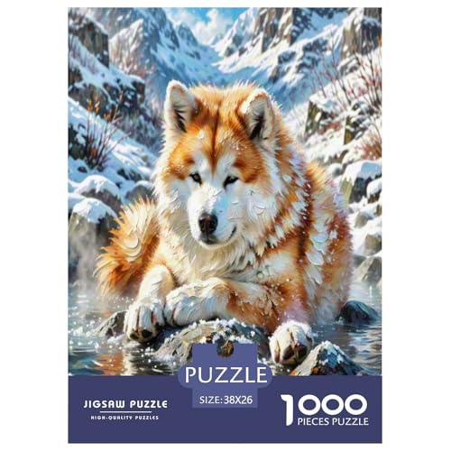 Akita 1000 Teile Tierhund Puzzles Premium Quality Familienspiel - Home Room Decoration Unterhaltung Für Erwachsene Und Kinder Buntes Spielzeug 38x26cm/1000pcs von MMDASBVPE
