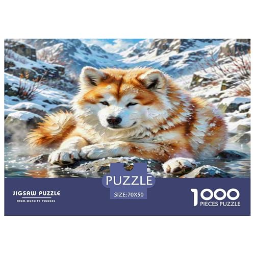 Akita 1000 Teile Tierhund Puzzles Premium Quality Familienspiel - Home Room Decoration Unterhaltung Für Erwachsene Und Kinder Buntes Spielzeug 70x50cm/1000pcs von MMDASBVPE