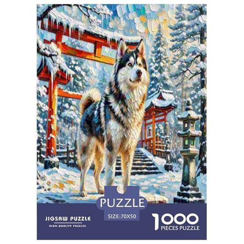 Akita 1000-teiliges Tierhund Puzzles Premium Quality Familienspiel - Home Room Decoration Erwachsene Und Kinder Buntes Spielzeug 70x50cm/1000pcs von MMDASBVPE