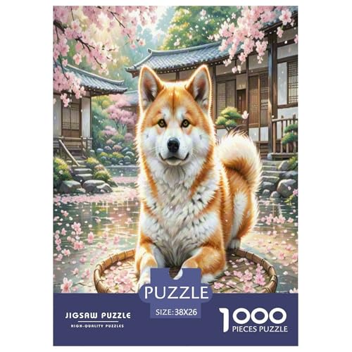 Akita 1000-teiliges Tierhund Puzzles Premium Quality Familienspiel - Home Room Decoration Für Erwachsene, Familien Passen Buntes Spielzeug 38x26cm/1000pcs von MMDASBVPE