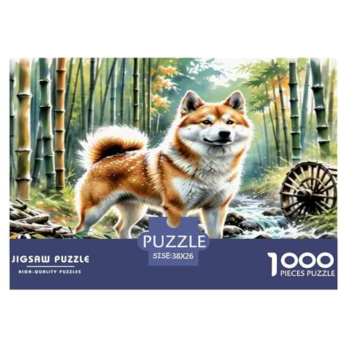 Akita 1000-teiliges Tierhund Puzzles Premium Quality Familienspiel - Home Room Decoration Für Erwachsene, Familien Passen Wertvoll Geschenk Für Kinder 38x26cm/1000pcs von MMDASBVPE