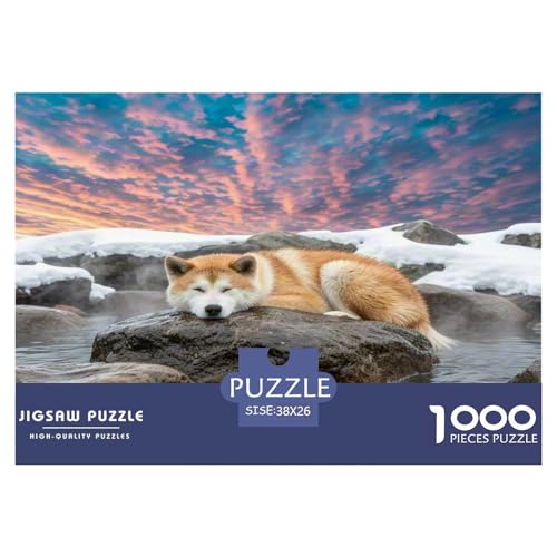 Akita 1000-teiliges Tierhund Puzzles Premium Quality Pädagogisch - Home Room Decoration Unterhaltung Für Erwachsene Und Kinder Buntes Spielzeug 38x26cm/1000pcs von MMDASBVPE