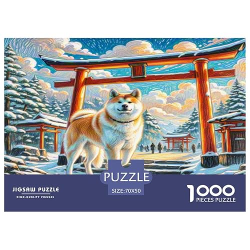 Akita Hund 1000 Teile Tierhund Puzzles Premium Quality Familienspiel - Home Room Decoration Erwachsene Und Kinder Buntes Spielzeug 70x50cm/1000pcs von MMDASBVPE