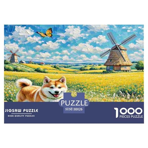 Akita Hund 1000 Teile Tierhund Puzzles Premium Quality Familienspiel - Home Room Decoration Unterhaltung Für Erwachsene Und Kinder Buntes Spielzeug 38x26cm/1000pcs von MMDASBVPE