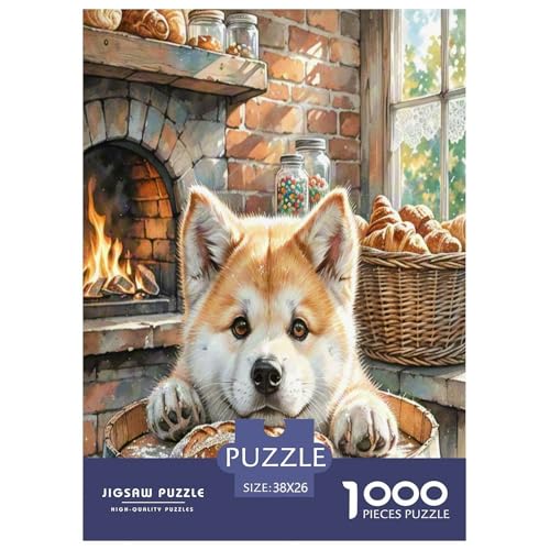Akita Hund 1000 Teile Tierhund Puzzles Premium Quality Familienspiel - Home Room Decoration Unterhaltung Für Erwachsene Und Kinder Buntes Spielzeug 38x26cm/1000pcs von MMDASBVPE