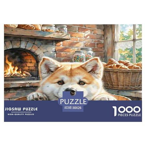 Akita Hund 1000 Teile Tierhund Puzzles Premium Quality Pädagogisch - Home Room Decoration Für Erwachsene, Familien Passen Wertvoll Geschenk Für Kinder 38x26cm/1000pcs von MMDASBVPE