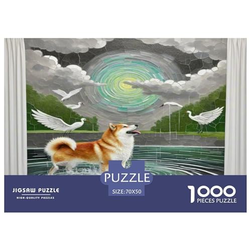 Akita Hund 1000-teiliges Tierhund Puzzles Premium Quality Familienspiel - Home Room Decoration Erwachsene Und Kinder Geschenk Für Von 12 Jahren 70x50cm/1000pcs von MMDASBVPE