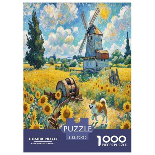 Akita Hund 1000-teiliges Tierhund Puzzles Premium Quality Familienspiel - Home Room Decoration Für Erwachsene, Familien Passen Buntes Spielzeug 70x50cm/1000pcs von MMDASBVPE