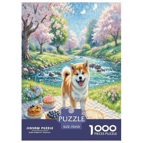 Akita Hund 1000-teiliges Tierhund Puzzles Premium Quality Pädagogisch - Home Room Decoration Erwachsene Und Kinder Buntes Spielzeug 70x50cm/1000pcs von MMDASBVPE