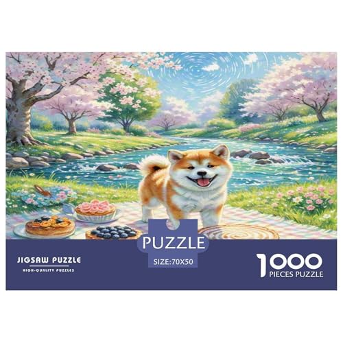 Akita Hund 1000-teiliges Tierhund Puzzles Premium Quality Pädagogisch - Home Room Decoration Für Erwachsene, Familien Passen Wertvoll Geschenk Für Kinder 70x50cm/1000pcs von MMDASBVPE