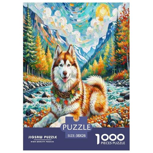 Alaska 1000-teiliges Tierhund Puzzles Premium Quality Pädagogisch - Home Room Decoration Erwachsene Und Kinder Buntes Spielzeug 38x26cm/1000pcs von MMDASBVPE