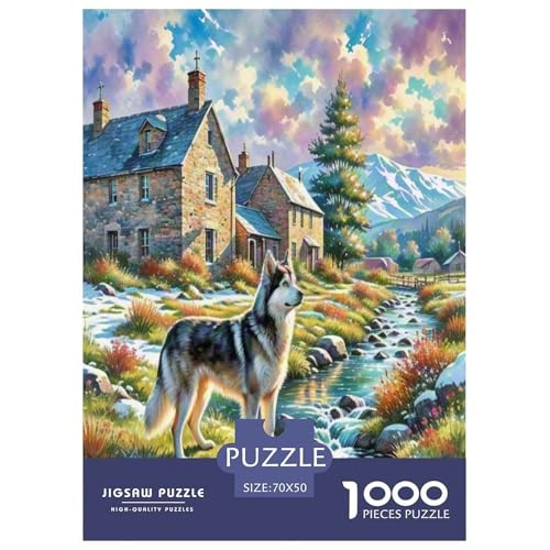Alaskan Schlittenhund 1000 Teile Tierhund Puzzles Premium Quality Familienspiel - Home Room Decoration Erwachsene Und Kinder Buntes Spielzeug 70x50cm/1000pcs von MMDASBVPE