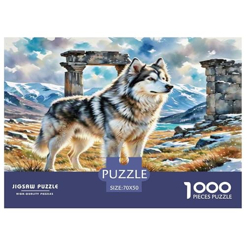Alaskan Schlittenhund 1000 Teile Tierhund Puzzles Premium Quality Pädagogisch - Home Room Decoration Für Erwachsene, Familien Passen Wertvoll Geschenk Für Kinder 70x50cm/1000pcs von MMDASBVPE