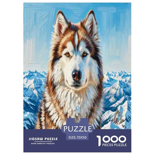 Alaskan Schlittenhund 1000-teiliges Tierhund Puzzles Premium Quality Pädagogisch - Home Room Decoration Erwachsene Und Kinder Buntes Spielzeug 70x50cm/1000pcs von MMDASBVPE