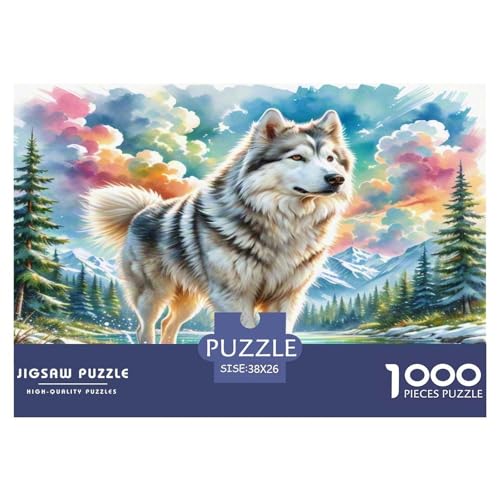 Alaskan Schlittenhund 1000-teiliges Tierhund Puzzles Premium Quality Pädagogisch - Home Room Decoration Unterhaltung Für Erwachsene Und Kinder Wertvoll Geschenk Für 38x26cm/1000pcs von MMDASBVPE