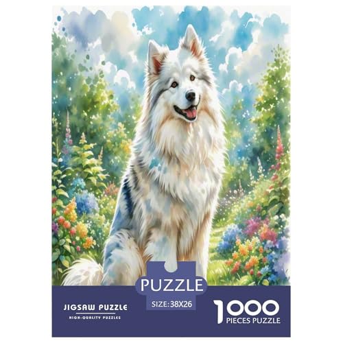 Amerikanischer Eskimo Hund 1000 Teile Tierhund Puzzles Premium Quality Pädagogisch - Home Room Decoration Erwachsene Und Kinder Buntes Spielzeug 38x26cm/1000pcs von MMDASBVPE