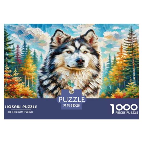 Amerikanischer Eskimo Hund 1000-teiliges Tierhund Puzzles Premium Quality Familienspiel - Home Room Decoration Für Erwachsene, Familien Passen Geschenk Für Kinder Von 12 Jahren 38x26cm/1000pcs von MMDASBVPE