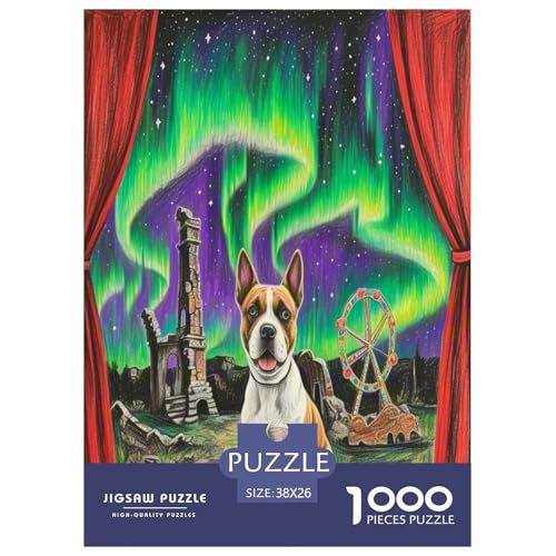 Amerikanischer Staffordshire Terrier 1000 Teile Tierhund Puzzles Herausforderndes Pädagogisch - Home Room Decoration Erwachsene Und Kinder Wertvoll Geschenk Für 38x26cm/1000pcs von MMDASBVPE