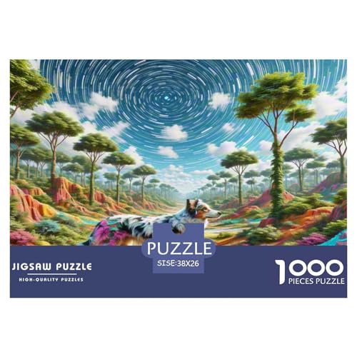 Australischer Rindhund 1000-teiliges Tierhund Puzzles Premium Quality Familienspiel - Home Room Decoration Erwachsene Und Kinder Buntes Spielzeug 38x26cm/1000pcs von MMDASBVPE